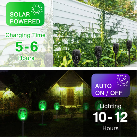 4/6/8/12Pcs Solar Powered Flickering Flame LED Torch Light
