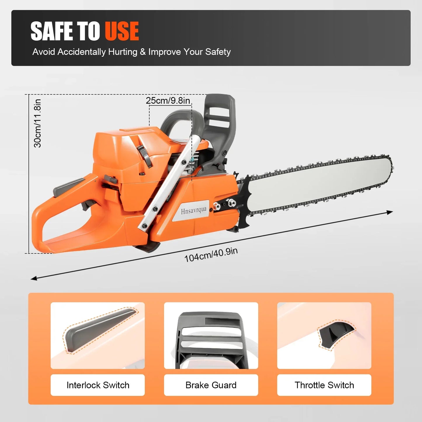 72CC 24" Gas Powered 2 Stroke Handheld Chain Saw for Wood Cutting