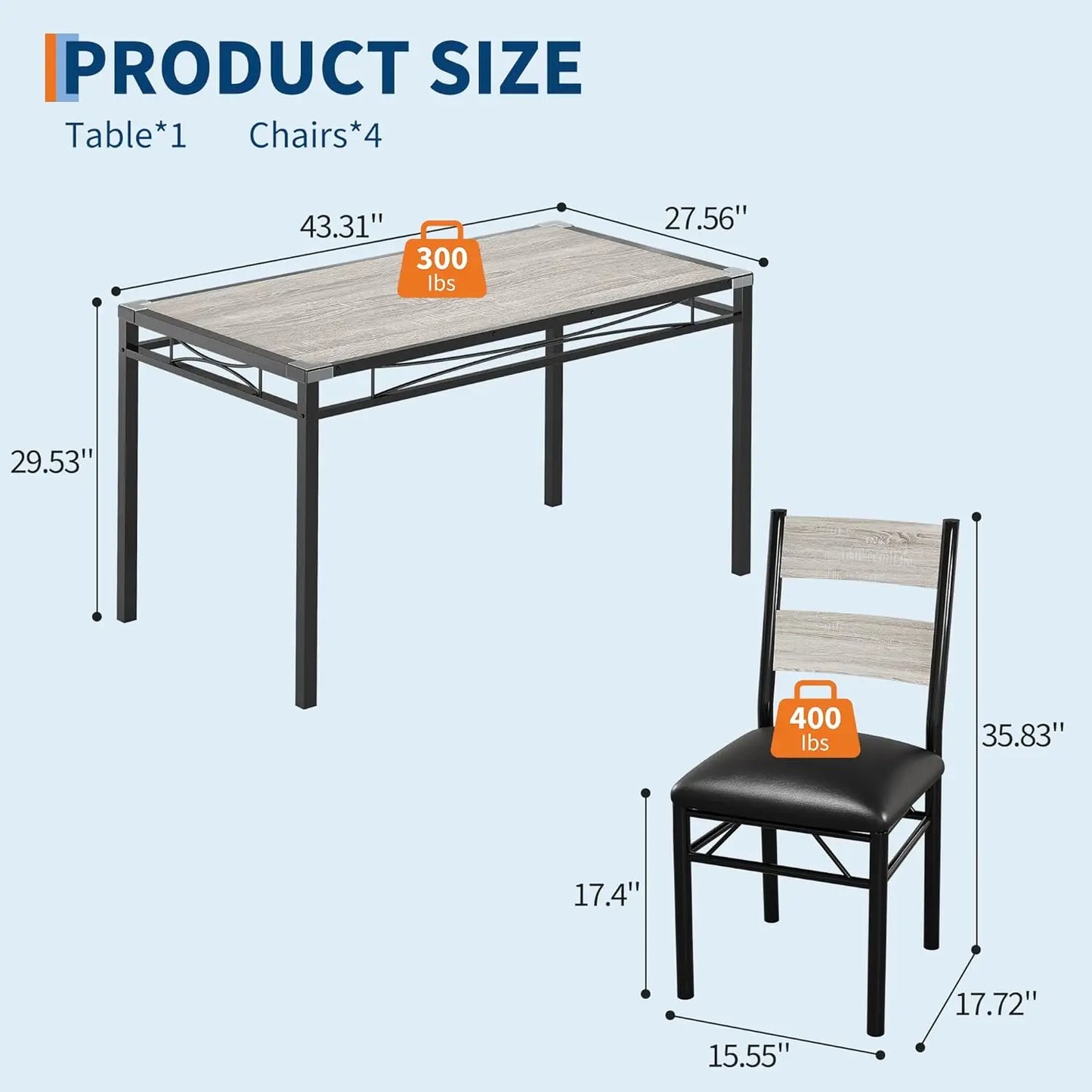 Kitchen Table with 4 Upholstered Chairs