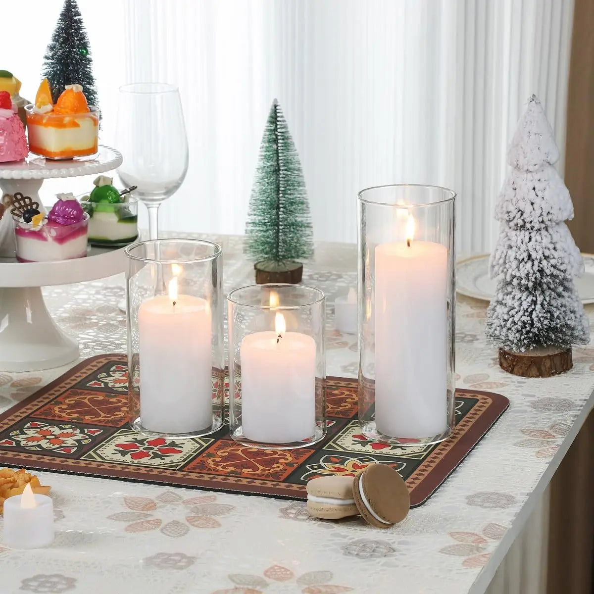 16-Piece Glass Cylinder Vase Set with 24 Floating Candles