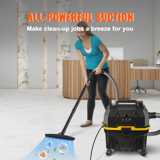 Portable Strong Suction Wet and Dry Vacuum Cleaner 15L For Car & Home