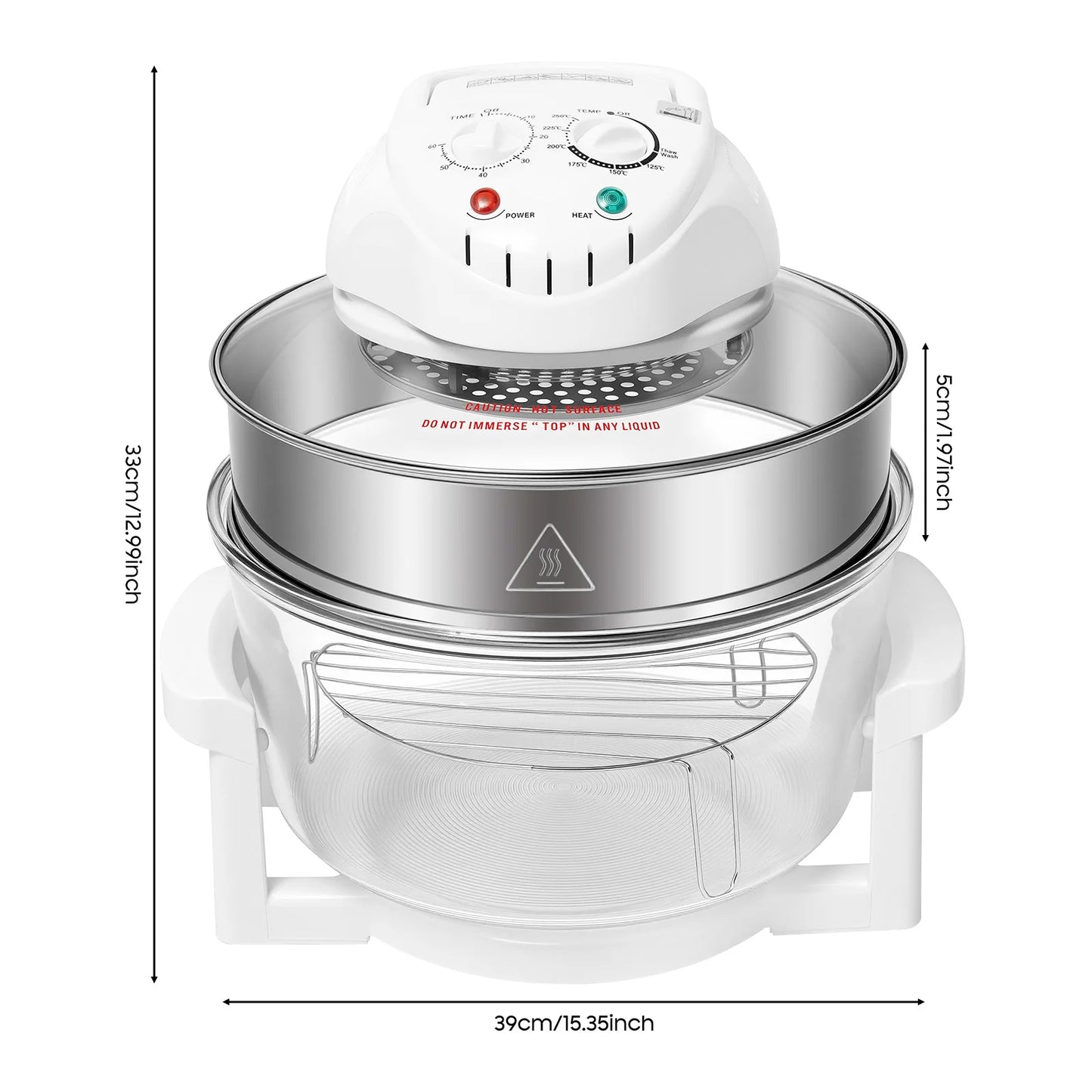 360° Hot Air Circulation Oil-Free Cooker with Grill Rack for Home Kitchen