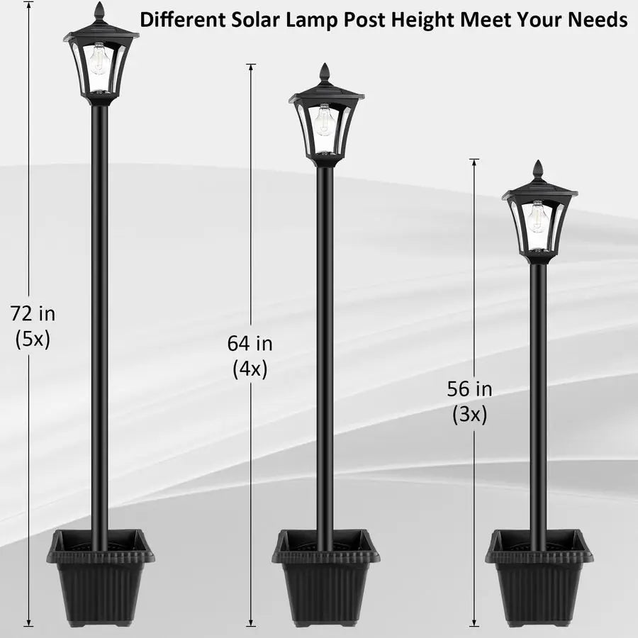 Solar Post Lamp with Planter for Backyard, Pathways