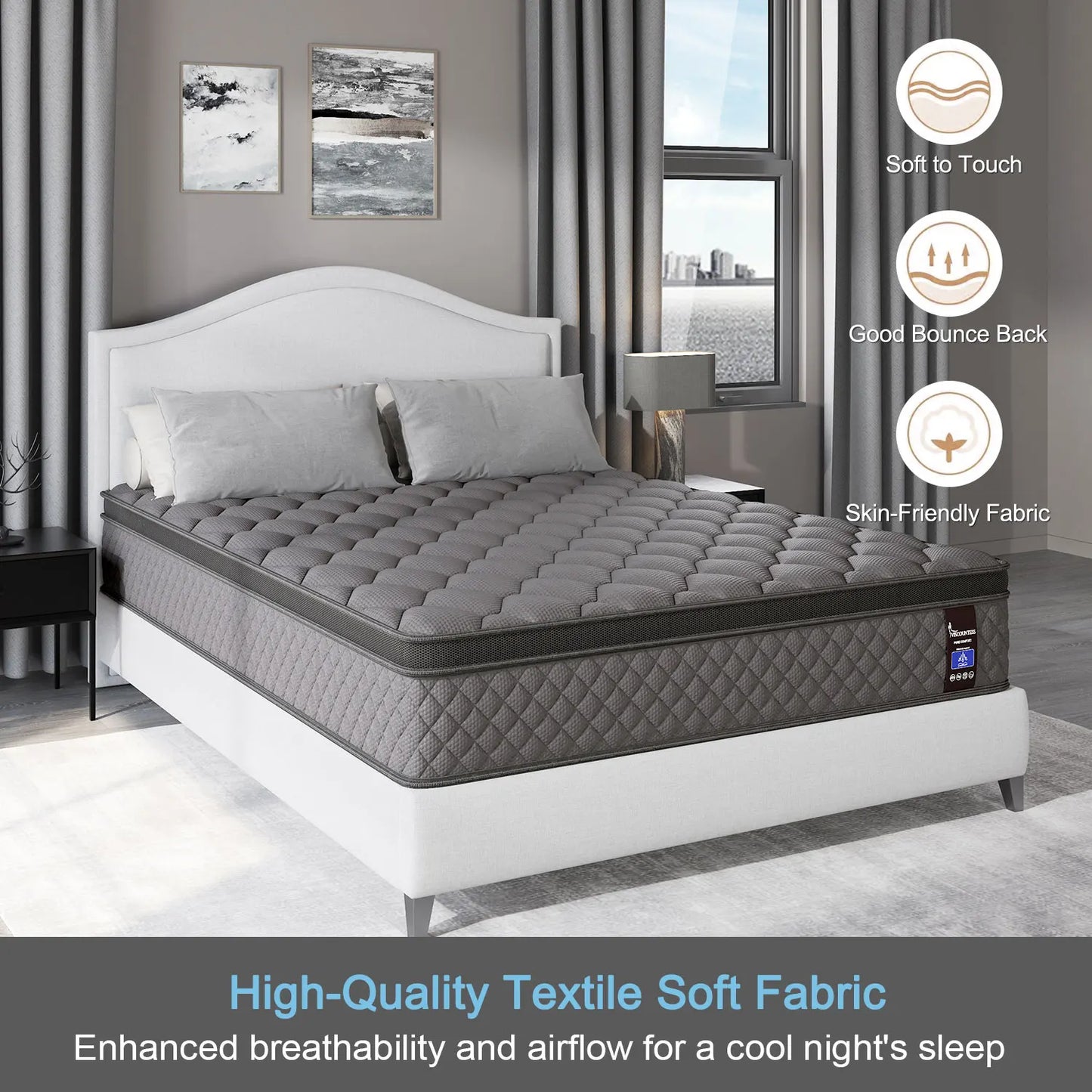 Hybrid Spring Memory Foam Mattress in a Box, 10"12"14"Twin Full Queen King Sizes