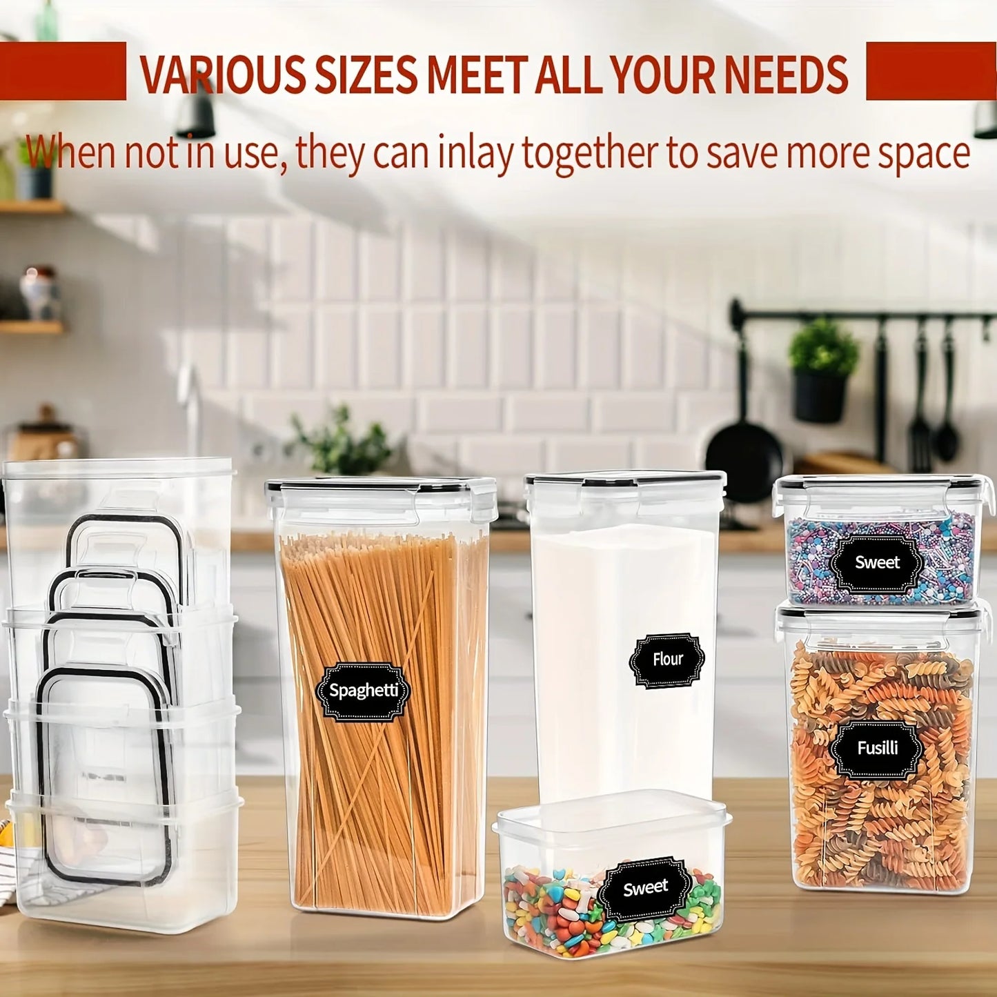 24Piece Airtight BPA-Free Plastic Food Storage Containers Set with 40Labels