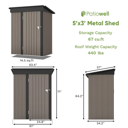 5x3 FT Outdoor Storage Shed