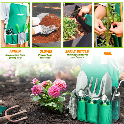 11pc Garden Tool Set With Organizer Hand Bag, Ideal For Planting Pruning