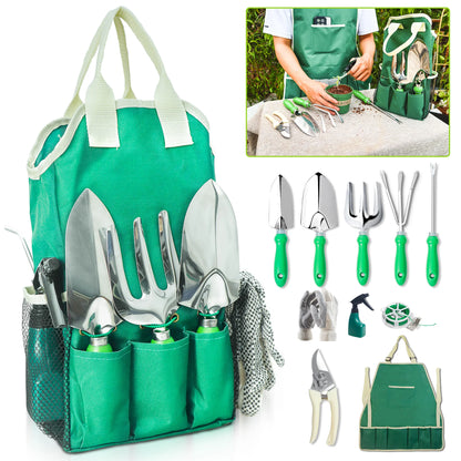11pc Garden Tool Set With Organizer Hand Bag, Ideal For Planting Pruning