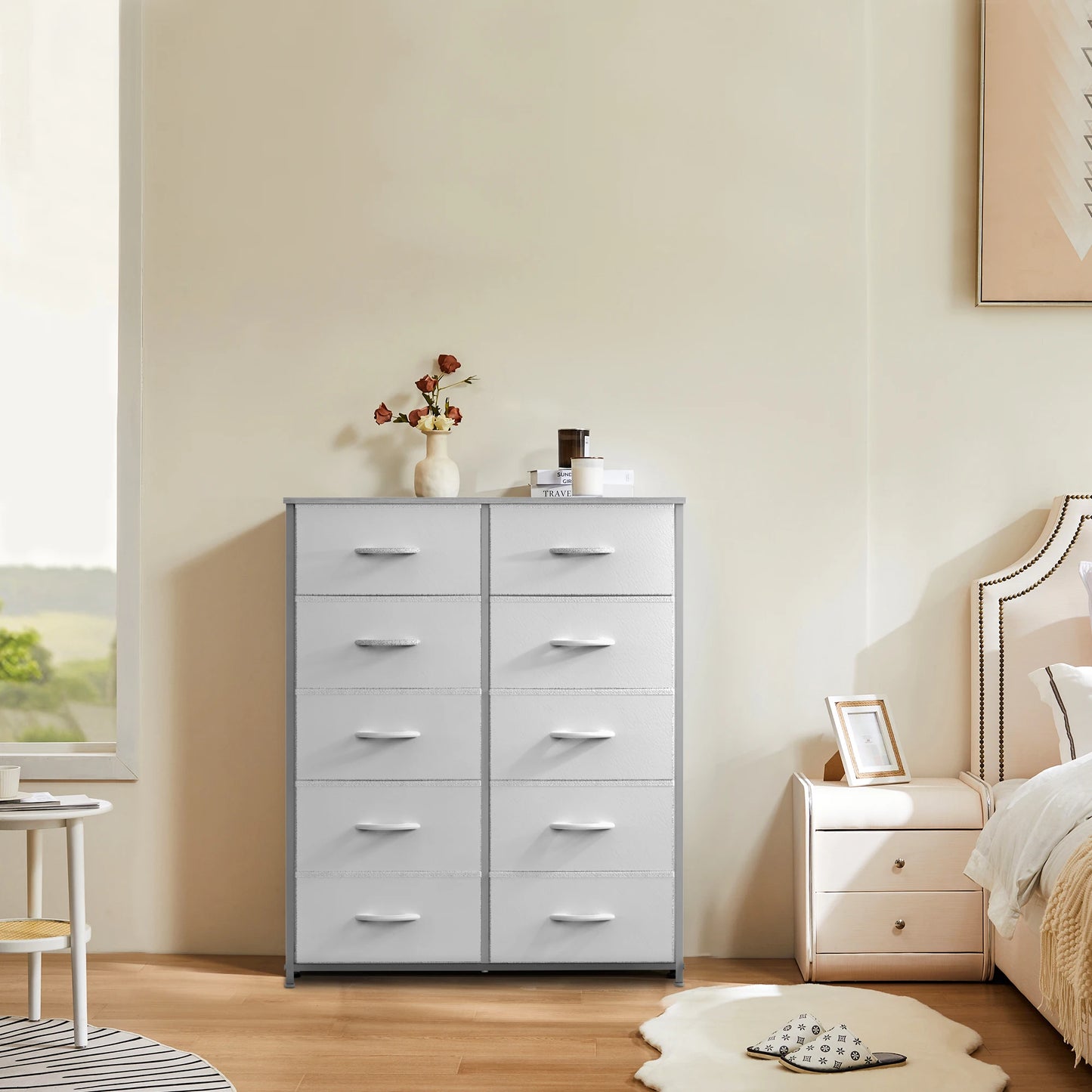Wardrobes For Bedroom With 5/7/10 White Fabric Drawers For Bedroom Furniture
