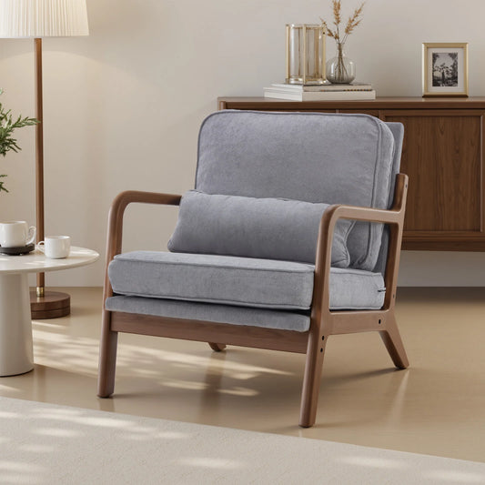 Mid Century Modern Accent Chair with Arms and Waist Cushion