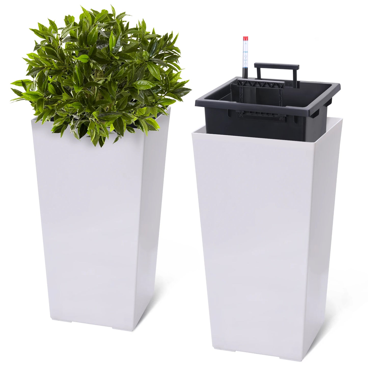 2pcs Front Porch Planter Pots with Drainage Holes Auto Watering