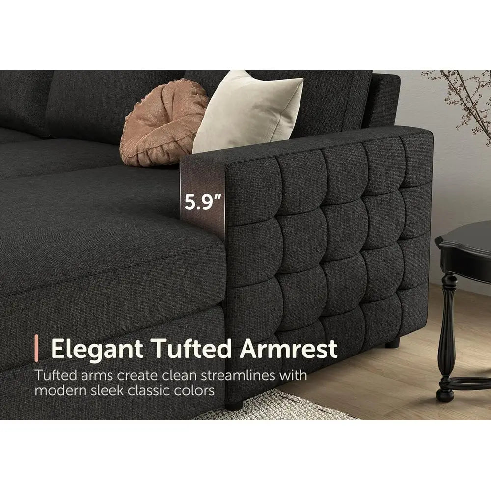 Gray Sectional Sofa with Hidden Bed and Storage