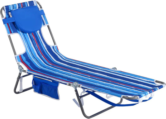 Portable Reclining Beach Chair with Backpack Straps