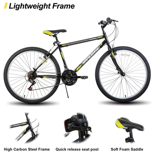 24/26 inch Mountain Bike, 21 Speeds High-Carbon Steel Frame
