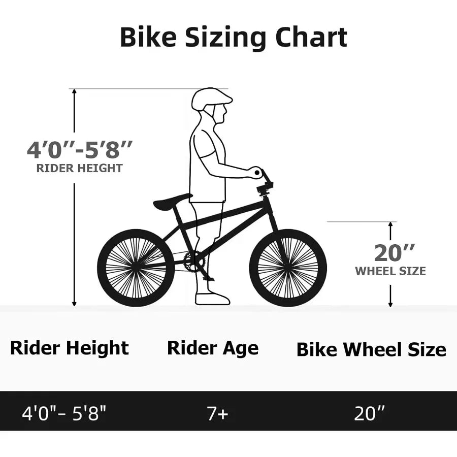 20 inch Freestyle BMX Bike for and Adults, Hi-Ten Steel Frame, 360 Degree Rotor, Freestyle 4 Pegs
