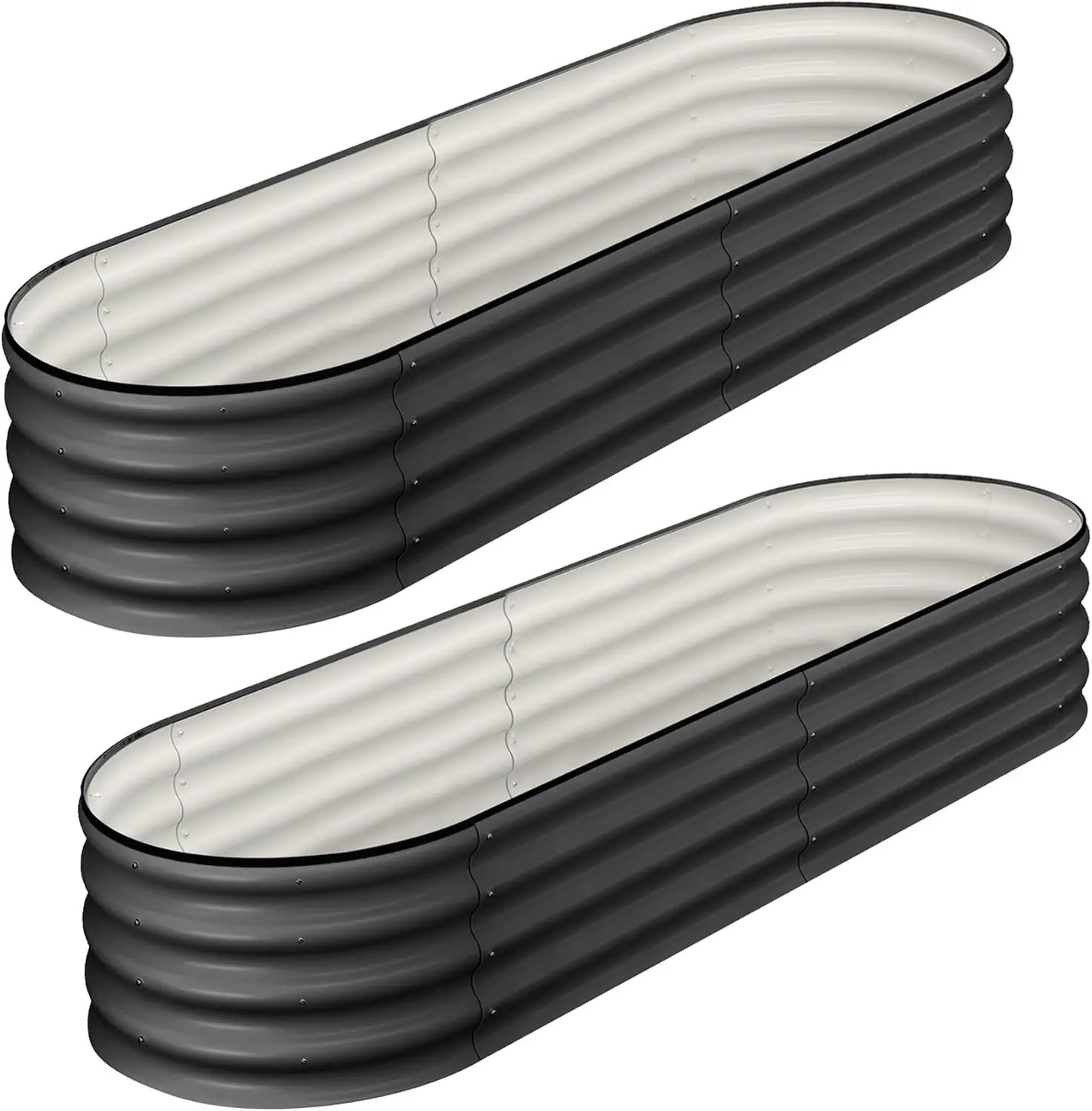 2 Pcs 4.5x2x1ft Oval Galvanized Raised Garden Planter Bed
