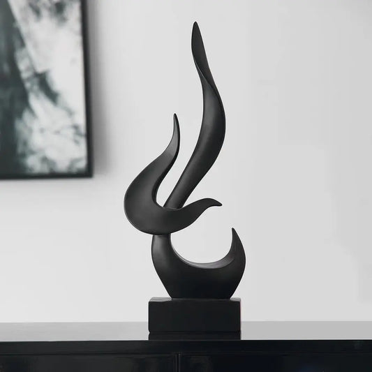 Black Flame Abstract Sculpture Resin Statue Modern Home Decor