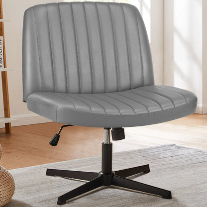 Adjustable Swivel Cross Legged Office, Living Room, Armless Gaming Chair, Vanity, Home Office