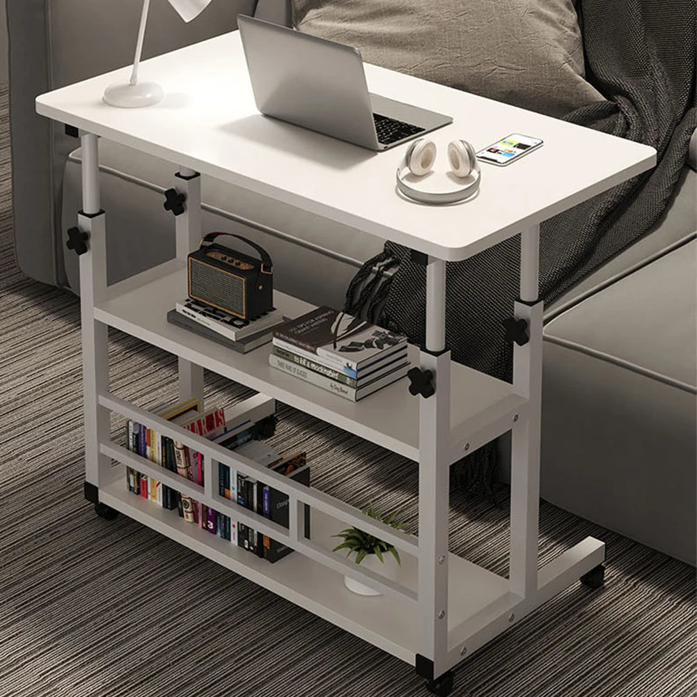 Height Adjustable Multi-Layer Standing Wooden Computer Desk Workstation for Home Office