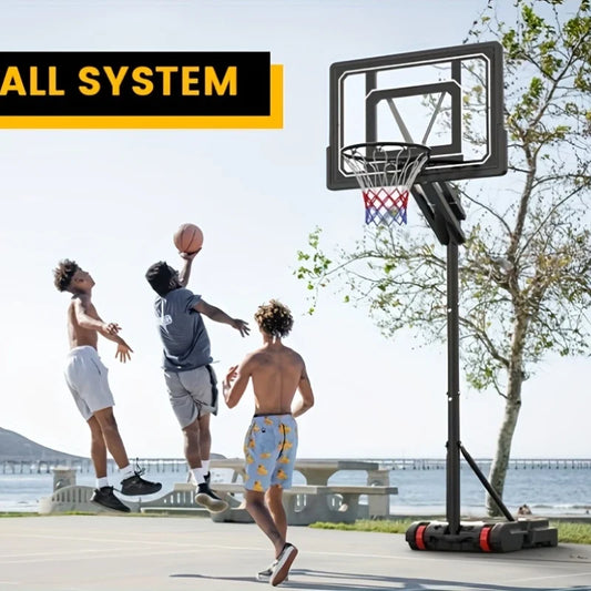 Portable Basketball Hoop, Outdoor 5.5-9.5 Feet Adjustable Height, 33 Inch Shatter Resistant Backboard