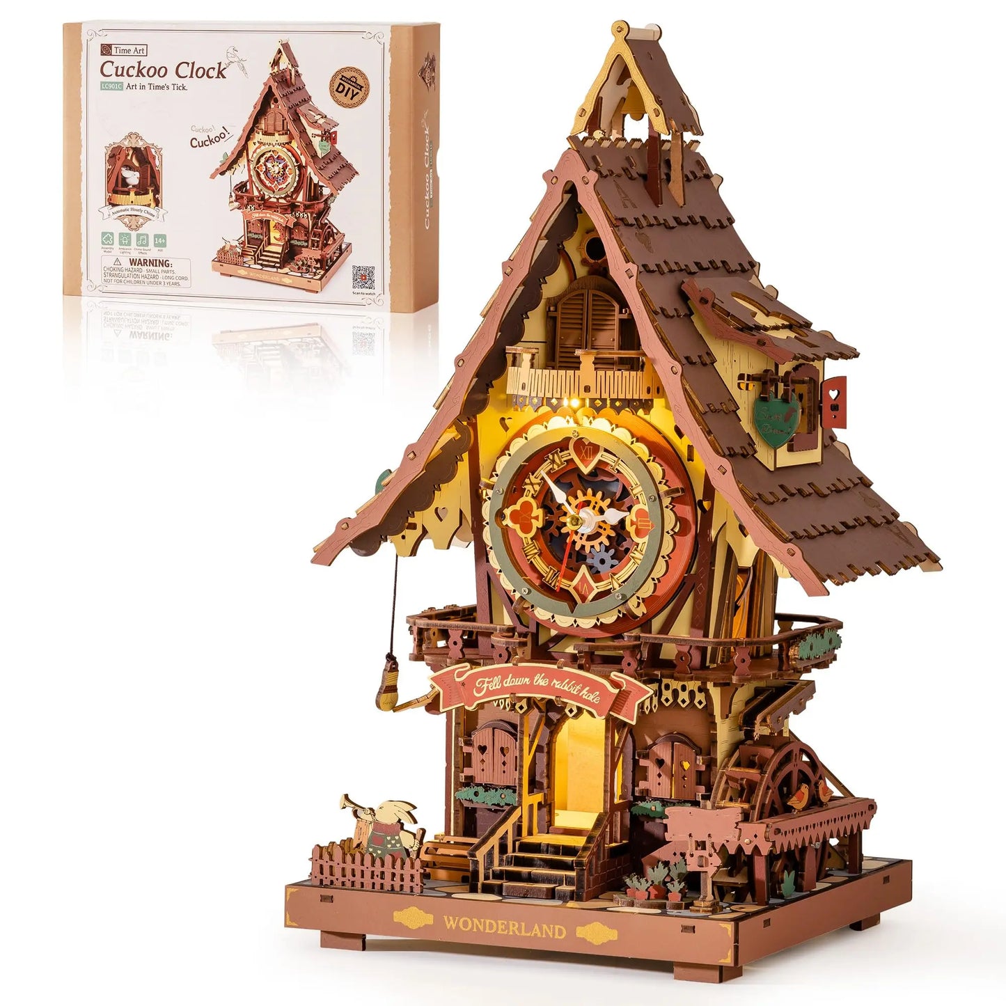 Cuckoo Clock Mechanical 3D Wooden Puzzle Unique Desk Home Decor