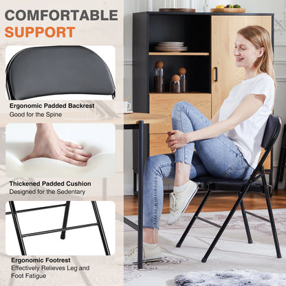 4 Pack Sturdy Metal, Leather Padded Folding Chairs