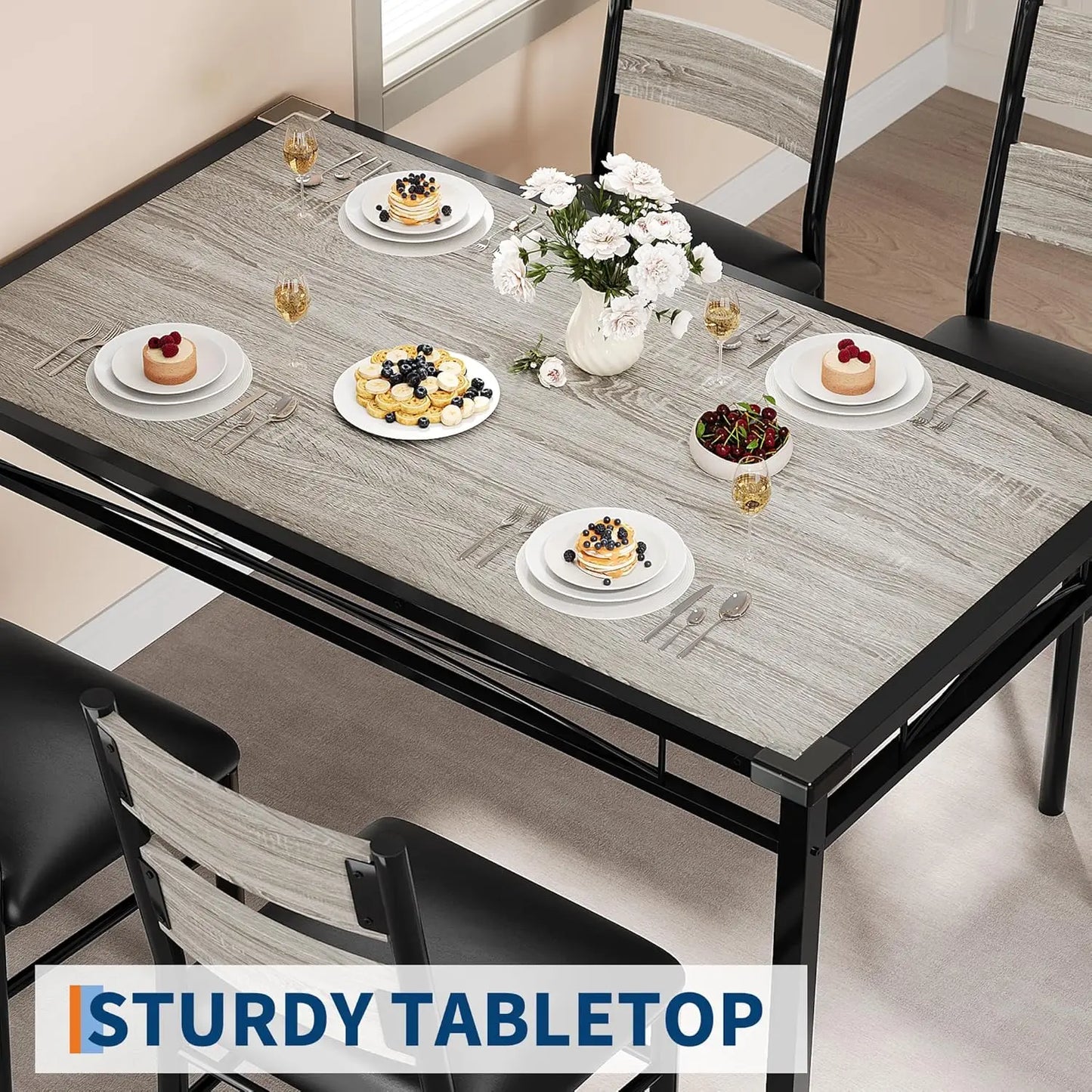 Kitchen Table with 4 Upholstered Chairs