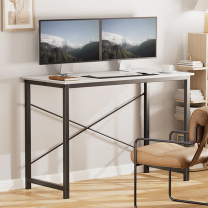 Modern Simple Style Compact Metal Frame Computer, Office, Writing, Study, Gaming Table, Easy Assembly