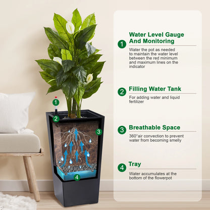 2pcs Front Porch Planter Pots with Drainage Holes Auto Watering