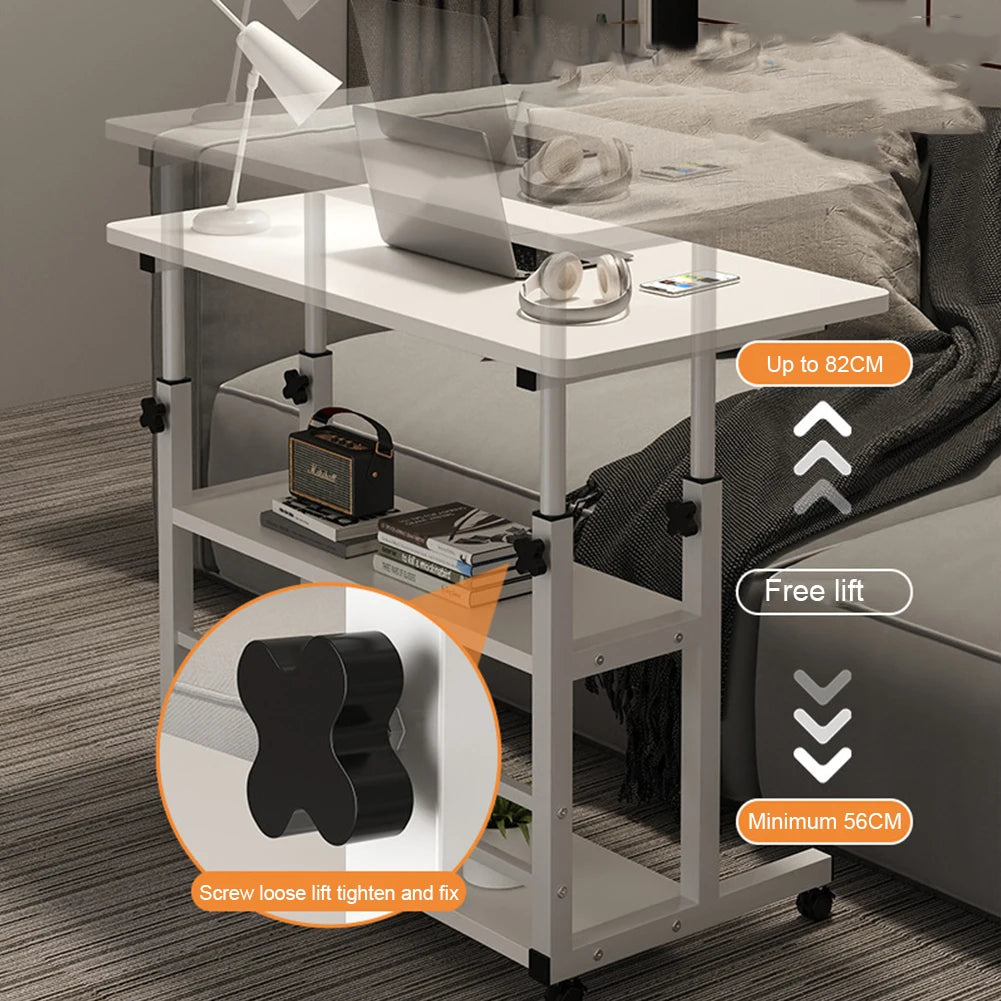 Height Adjustable Multi-Layer Standing Wooden Computer Desk Workstation for Home Office