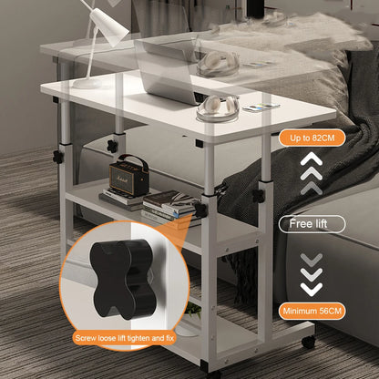 Height Adjustable Multi-Layer Standing Wooden Computer Desk Workstation for Home Office
