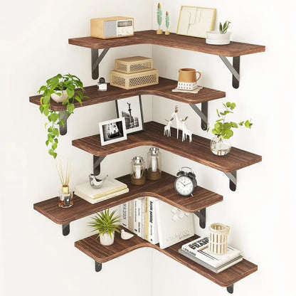 Rustic Wood Floating Corner Shelves Wall Mounted