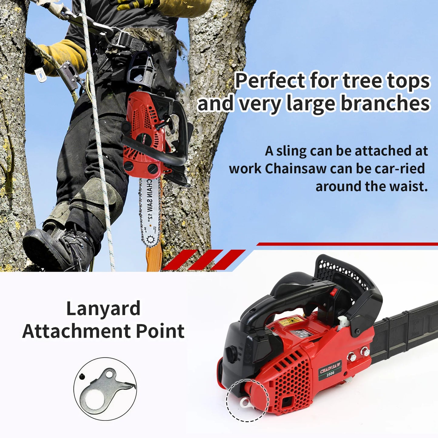 12" Lightweight Gasoline Powered Chainsaw for Tree Cutting