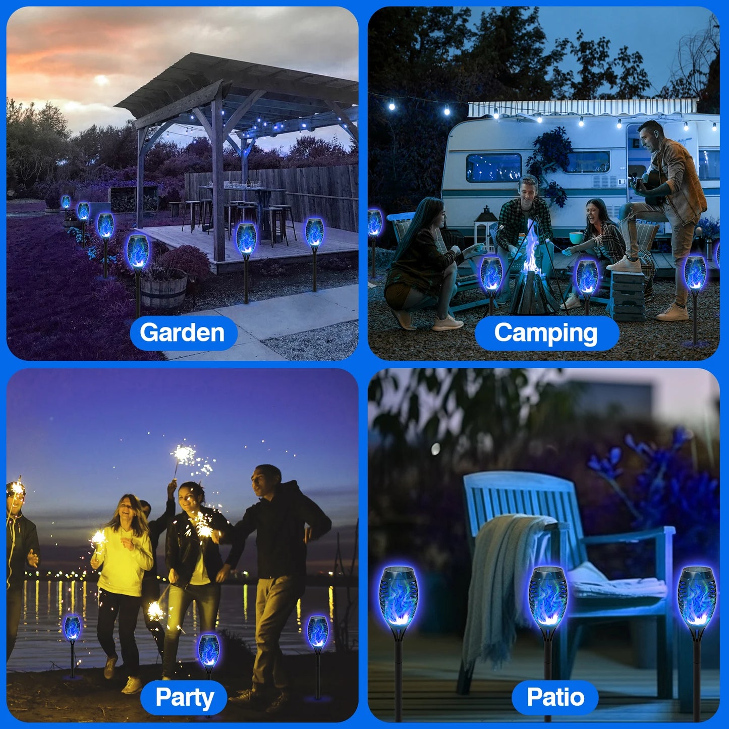 4/6/8/12Pcs Solar Powered Flickering Flame LED Torch Light