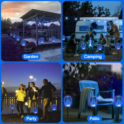 4/6/8/12Pcs Solar Powered Flickering Flame LED Torch Light