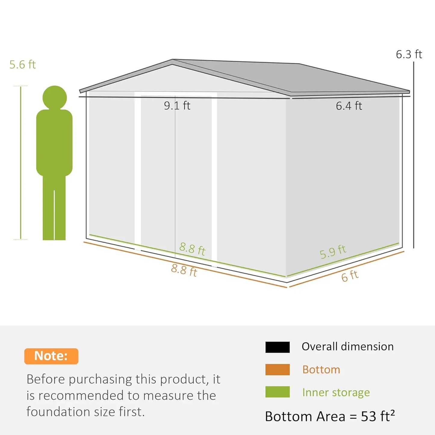 9x6ft Metal Storage And Tool Shed
