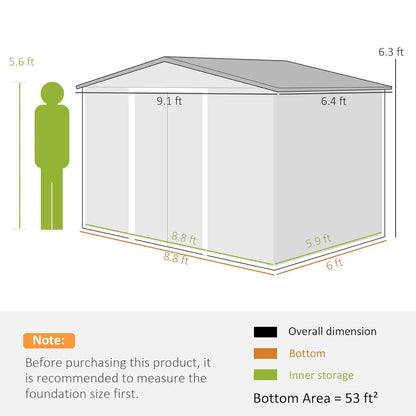 9x6ft Metal Storage And Tool Shed