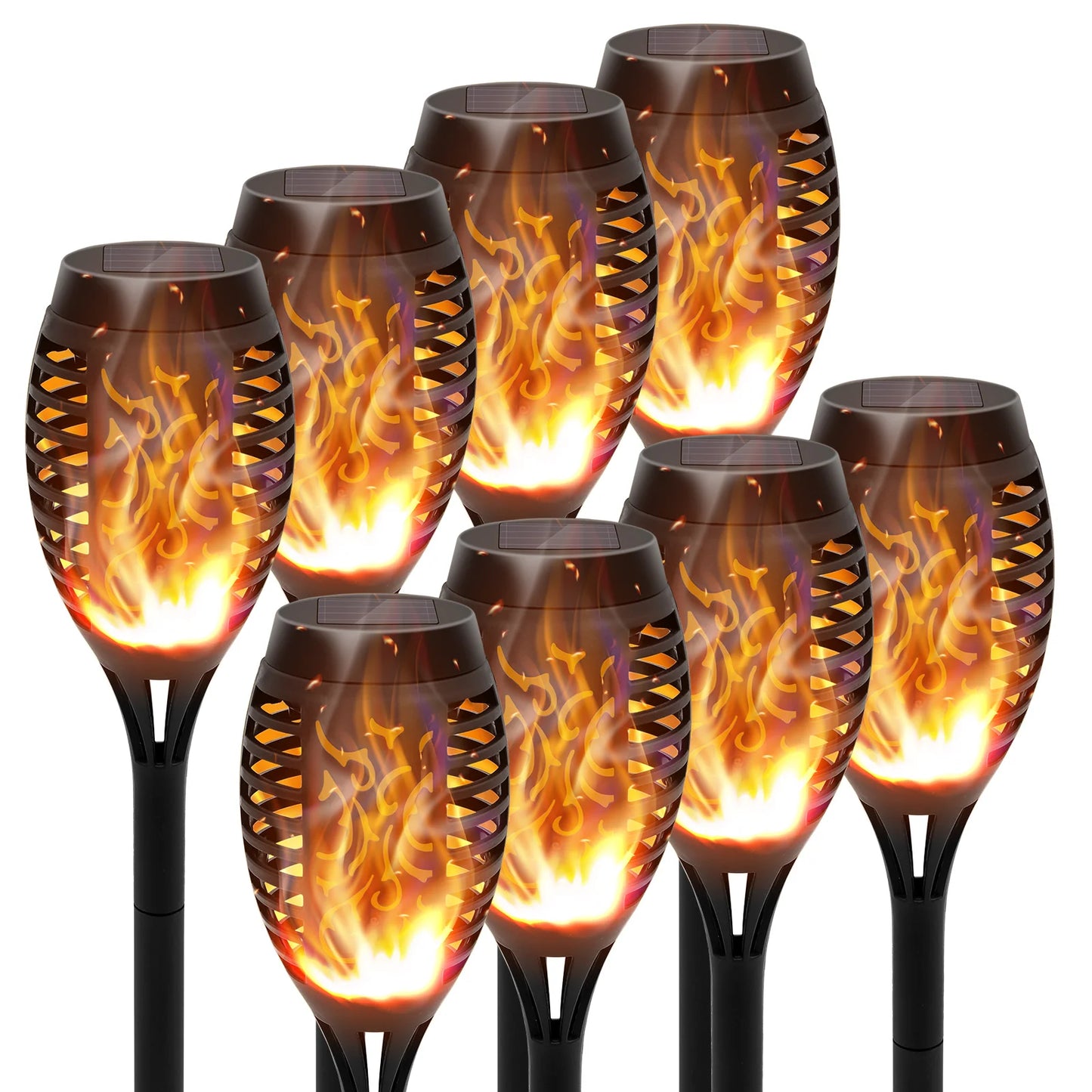 4/6/8/12Pcs Solar Powered Flickering Flame LED Torch Light