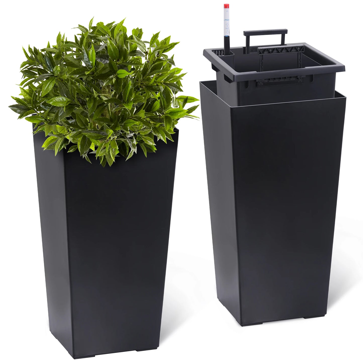 2pcs Front Porch Planter Pots with Drainage Holes Auto Watering
