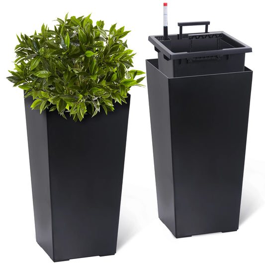 2pcs Front Porch Planter Pots with Drainage Holes Auto Watering