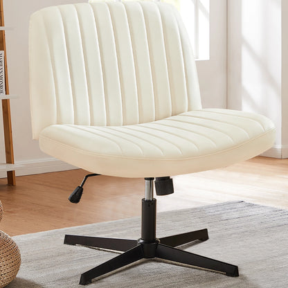 Adjustable Swivel Cross Legged Office, Living Room, Armless Gaming Chair, Vanity, Home Office