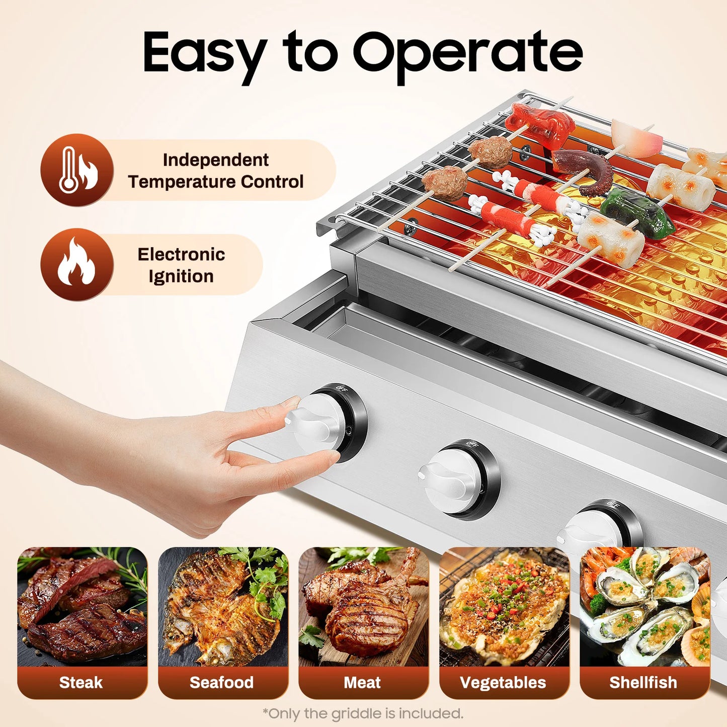 Portable Propane Gas Grill. 4 Burner, Stainless Steel Smokeless, for Outdoor Patio parties