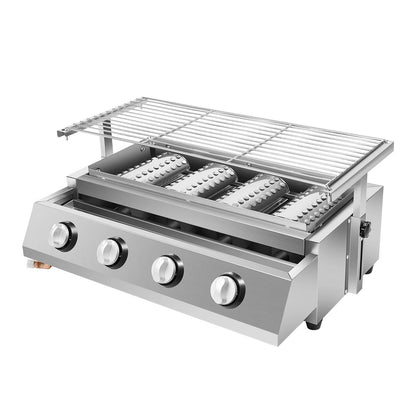 Portable Propane Gas Grill. 4 Burner, Stainless Steel Smokeless, for Outdoor Patio parties