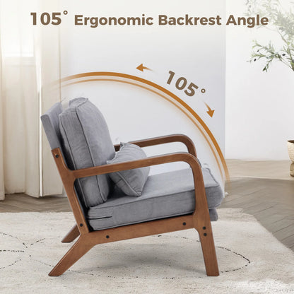 Mid Century Modern Accent Chair with Arms and Waist Cushion