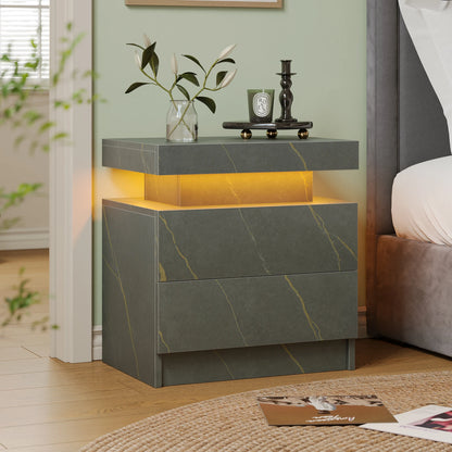 LED Nightstands with 2 Drawers for Bedroom, Living Room