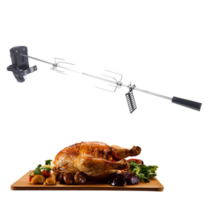 New BBQ Grill Spit Roaster w/ 120 cm long cable Rod Outdoor Electric Rotisserie Kit