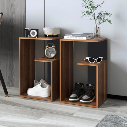 25" High 3-Tier Side Table Black Wengue - Walnut