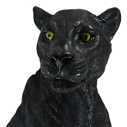 Realistic Sitting Black Panther Large Statue 20.5 Tall