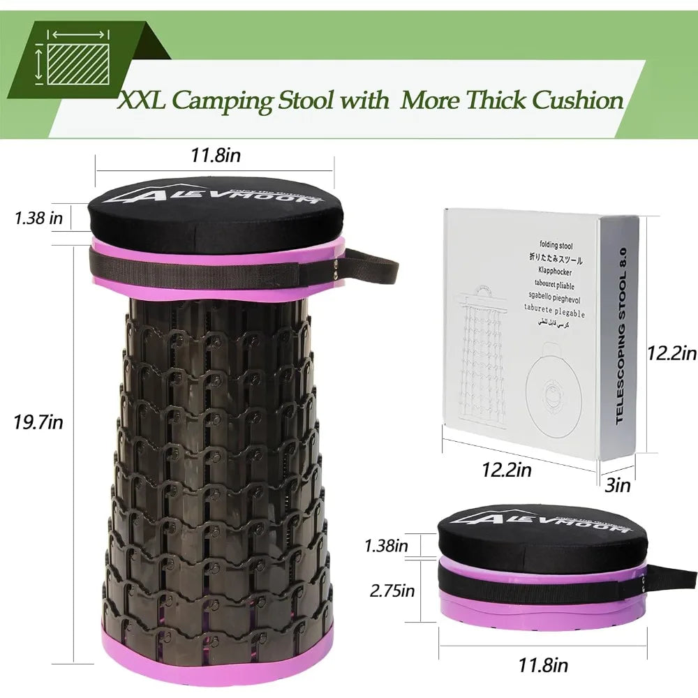 XXL Collapsible Stool with Cushion 19.7"
