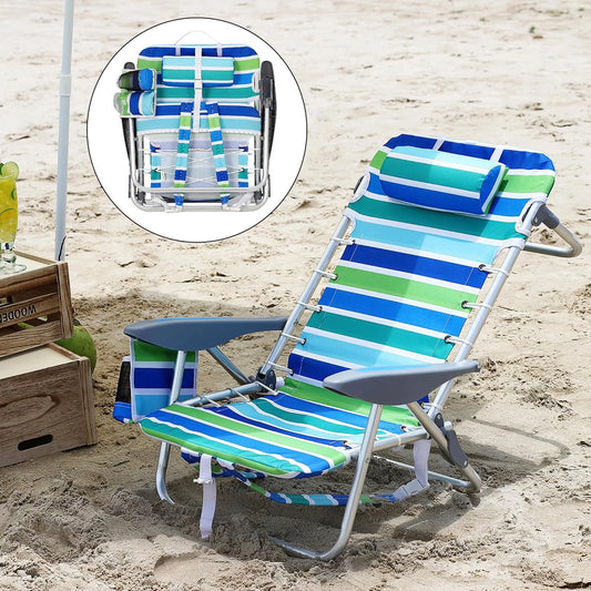 Portable Backpack Folding Chair w/5 Reclining Positions for Adults